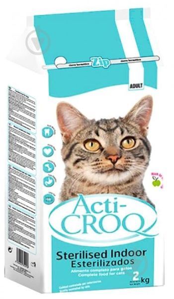 Сухой корм Acti-CROQ Sterilised Indoor для взрослых стерилизованных кошек и котов, 2 кг 2250340967 фото