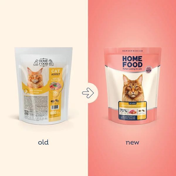 Сухой корм Home Food для стерилизованных/кастрированных кошек Телятина с лососем и вялеными томатами 1,6 кг 2892151388 фото