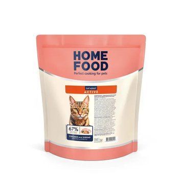 Сухий корм HOME FOOD для активних дорослих котів Курочка та креветка For active, 0,2 кг 2892230999 фото