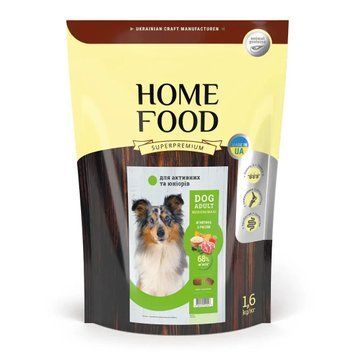 Сухой корм Home Food для активных взрослых собак и юниоров средних и крупных пород "Ягненок с рисом"1.6 кг 2305446325 фото