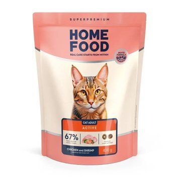 Сухий корм HOME FOOD для активних дорослих котів Курочка та креветка For active, 0,4 кг 2892243893 фото