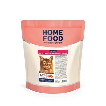 Полнорационный корм для взрослых котов Home Food Здоровая кожа и блеск шерсти &laquo;Индейка и лосось&raquo; 0.2 кг 2896464311 фото