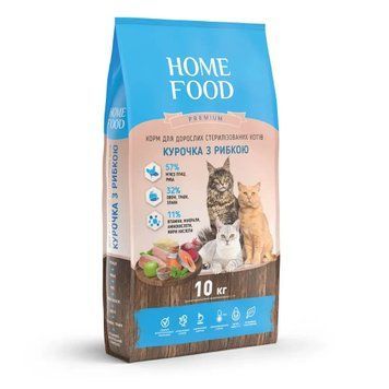 Сухой корм Home Food для стерилизованных/кастрированных взрослых кошек "Курочка с рыбкой" 10 кг 2316072620 фото