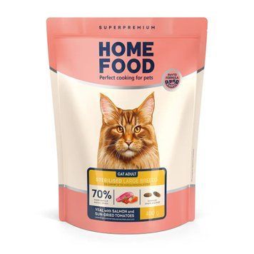 Сухой корм Home Food для стерилизованных/кастрированных кошек Телятина с лососем и вялеными томатами 400 г 2300759308 фото