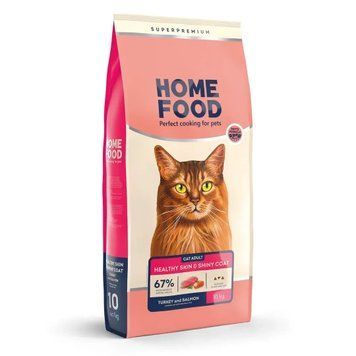Полнорационный корм для взрослых котов Home Food Здоровая кожа и блеск шерсти &laquo;Индейка и лосось&raquo; 10 кг 2143813805 фото